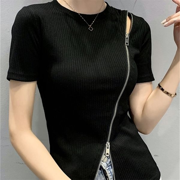 summer women short sleeve zipper t shirt fashion ops casual slim o collar woman shirts ladies 210507, White
summer women short sleeve zipper t shirt fashion ops casual slim o collar woman shirts ladies 210507, White