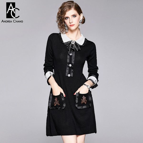 casual dresses autumn winter woman dress white collar cuff black knitted beaded bow flower pockets a-line sweet, Black;gray
casual dresses autumn winter woman dress white collar cuff black knitted beaded bow flower pockets a-line sweet, Black;gray