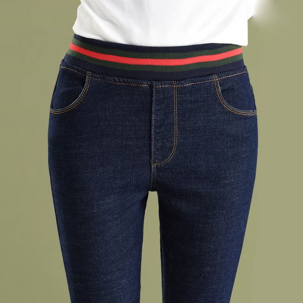 fashion a pair of jeans 2021 korean elastic waist women's trousers 9-inch high small foot large, Blue
fashion a pair of jeans 2021 korean elastic waist women's trousers 9-inch high small foot large, Blue