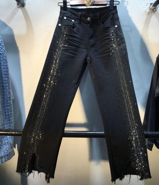 women's jeans 2021 autumn european goods side rhinestone high waist slimming stretchy burr trousers pants, Blue
women's jeans 2021 autumn european goods side rhinestone high waist slimming stretchy burr trousers pants, Blue