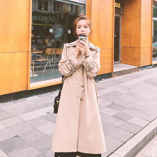 women's trench coats korean sailor collar khaki coat women fashion elegant loose belted long windbreaker outerwear spring autumn clothe, Tan;black
women's trench coats korean sailor collar khaki coat women fashion elegant loose belted long windbreaker outerwear spring autumn clothe, Tan;black