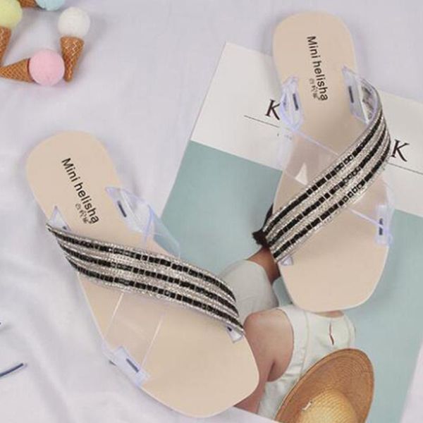 slippers sandals female summer fashion rhinestone flat heel one word cross beach drag casual anti-slip outer wea women xx149, Black
slippers sandals female summer fashion rhinestone flat heel one word cross beach drag casual anti-slip outer wea women xx149, Black