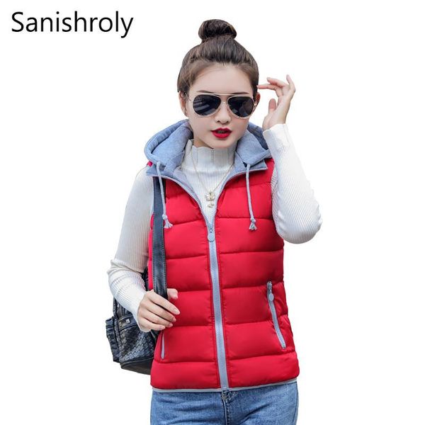 women's vests sanishroly autumn winter women sleeveless vest coats slim warm thick cotton waistcoat jacket female hooded outwears se254, Black;white
women's vests sanishroly autumn winter women sleeveless vest coats slim warm thick cotton waistcoat jacket female hooded outwears se254, Black;white