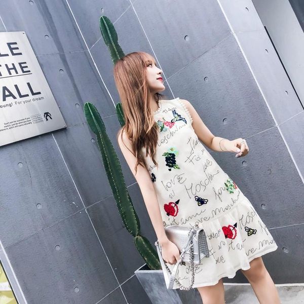 party dresses arrival runway letter embroidery sequins o neck summer women's vacation beach short sleeve elegant dress vestidos, White;black
party dresses arrival runway letter embroidery sequins o neck summer women's vacation beach short sleeve elegant dress vestidos, White;black