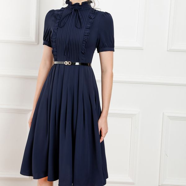 summer lane style plied bow knot short sleeve string fitting mid length dress quality women's clothes, Black;gray
summer lane style plied bow knot short sleeve string fitting mid length dress quality women's clothes, Black;gray