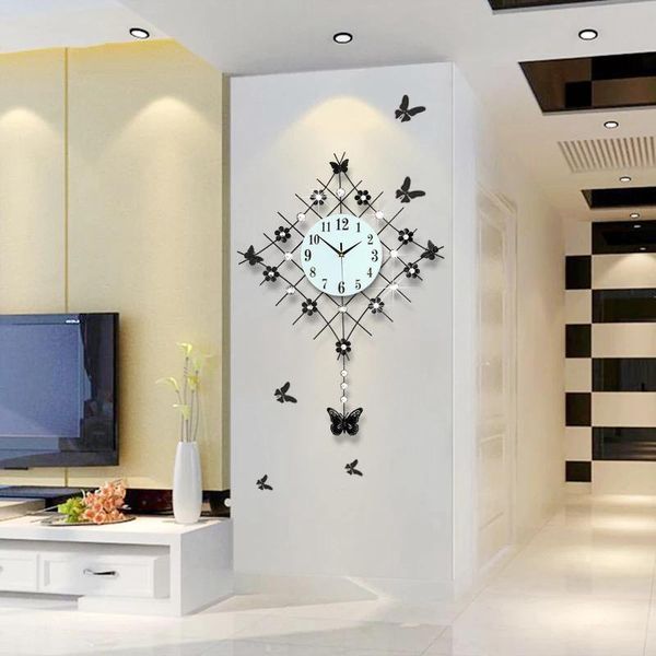 wall clocks 3d big swing clock modern design decorative watches living room 20pcs diamonds wrought iron silent butterfly
wall clocks 3d big swing clock modern design decorative watches living room 20pcs diamonds wrought iron silent butterfly