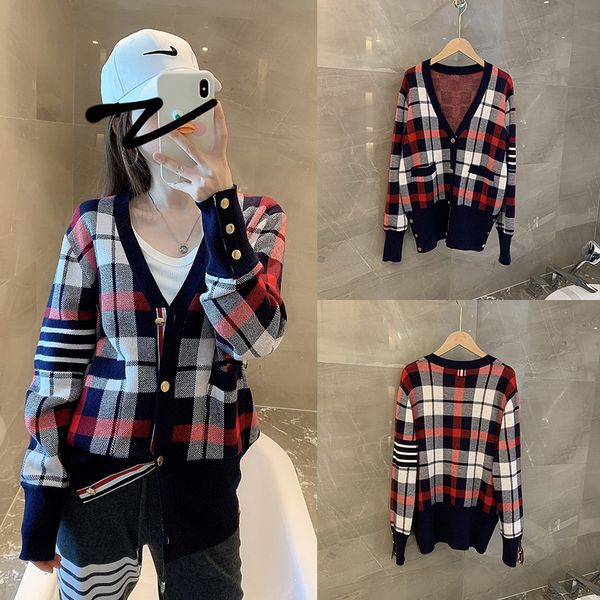 2021 early spring tb new plaid long sleeve v-neck sweater cardigan jacket women's british college style women, White
2021 early spring tb new plaid long sleeve v-neck sweater cardigan jacket women's british college style women, White