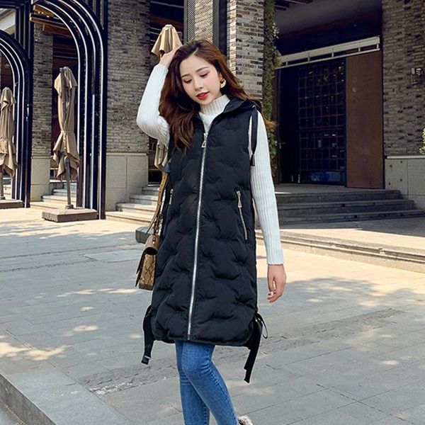women's vests 2021 winter hooded long vest women cotton padded slim stand collar oversized solid thicken with pocket zipper chalecos mu, Black;white
women's vests 2021 winter hooded long vest women cotton padded slim stand collar oversized solid thicken with pocket zipper chalecos mu, Black;white