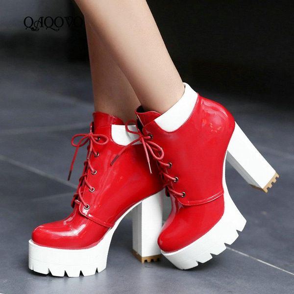 boots fashion women patent leather square high heel ankle platform lacing autumn winter female shoes 2021, Black
boots fashion women patent leather square high heel ankle platform lacing autumn winter female shoes 2021, Black