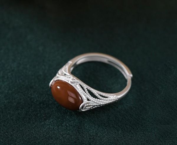 cluster rings s925 sterling silver inlaid natural southern red agate personality simple ladies plain open ring, Golden;silver
cluster rings s925 sterling silver inlaid natural southern red agate personality simple ladies plain open ring, Golden;silver