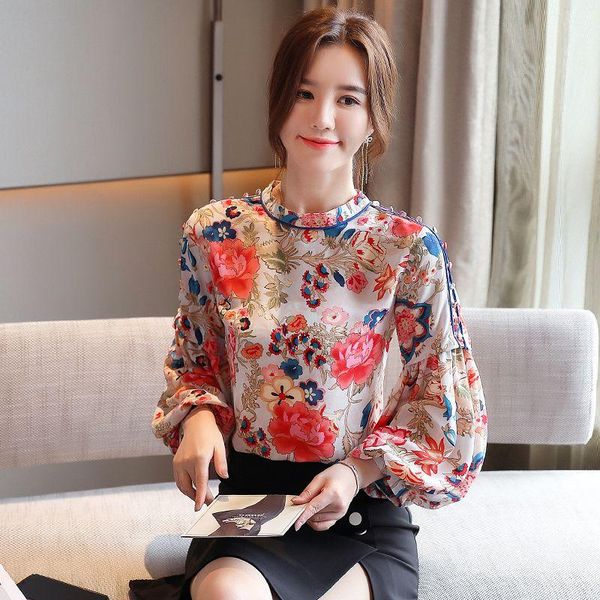fashion full shirt womens spring print lantern sleeve stand neck women shirts 8151 women's blouses &, White
fashion full shirt womens spring print lantern sleeve stand neck women shirts 8151 women's blouses &, White