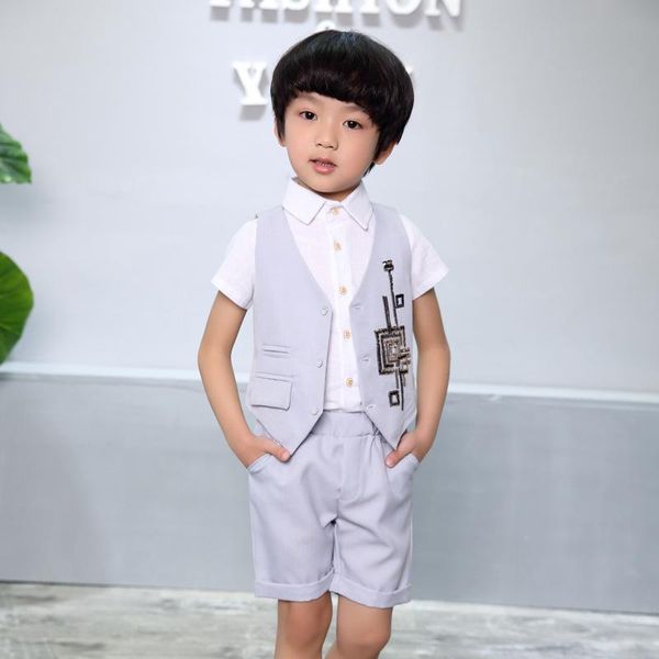 clothing sets boys summer formal shining sequins vest+short 2pcs set gentleman kids school performance dress children graduation suit, White
clothing sets boys summer formal shining sequins vest+short 2pcs set gentleman kids school performance dress children graduation suit, White