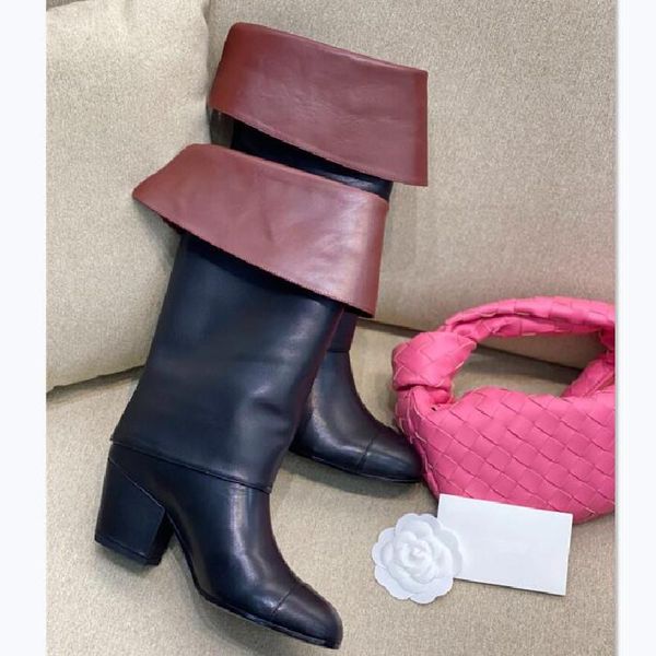 woman shoes runway fold women boots genuine leather chunky high heel long slip-on autumn botas mujer mid-calf boot, Black
woman shoes runway fold women boots genuine leather chunky high heel long slip-on autumn botas mujer mid-calf boot, Black