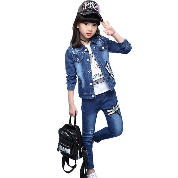 kids clothes girls denim jacket + jeans children's for dragonfly sequin outfit pearls costume 210527, White
kids clothes girls denim jacket + jeans children's for dragonfly sequin outfit pearls costume 210527, White