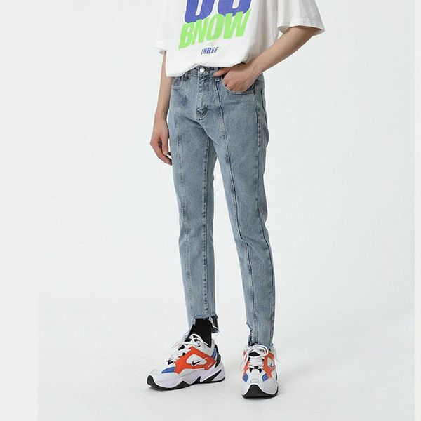 men slim fit broken hem vintage casual ankle-length jeans male japan korea style streetwear hip hop denim trousers pant men's, Blue
men slim fit broken hem vintage casual ankle-length jeans male japan korea style streetwear hip hop denim trousers pant men's, Blue