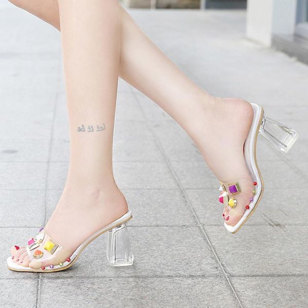 female rivet transparent slippers fashionable design shoes plus size 35-46 women crystal 8cm high heels, Black
female rivet transparent slippers fashionable design shoes plus size 35-46 women crystal 8cm high heels, Black