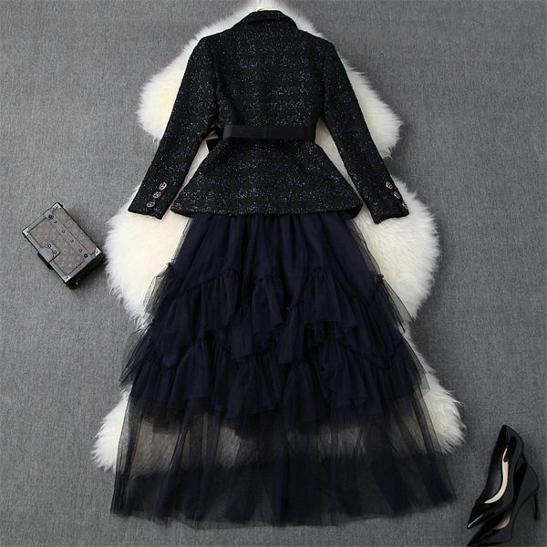 autumn winter runway designers piece all girl fashion tweed coat + tulle skirt suit, Black
autumn winter runway designers piece all girl fashion tweed coat + tulle skirt suit, Black