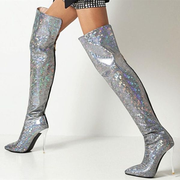 boots glitter design upper long heel shoes party street fashion pointy toe women's over knee print on sale, Black
boots glitter design upper long heel shoes party street fashion pointy toe women's over knee print on sale, Black