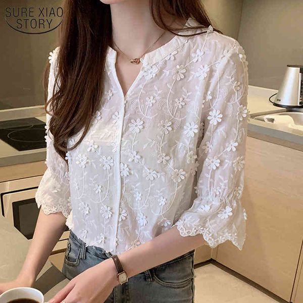 fashion lady's shirt summer stereoscopic embroidered white pure cotton blouse floral short sleeve woman's 9638 210508
fashion lady's shirt summer stereoscopic embroidered white pure cotton blouse floral short sleeve woman's 9638 210508