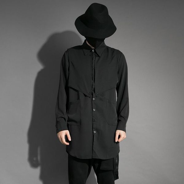 men's casual shirts long sleeve shirt spring and autumn personality removable design night club fashion large size, White;black
men's casual shirts long sleeve shirt spring and autumn personality removable design night club fashion large size, White;black