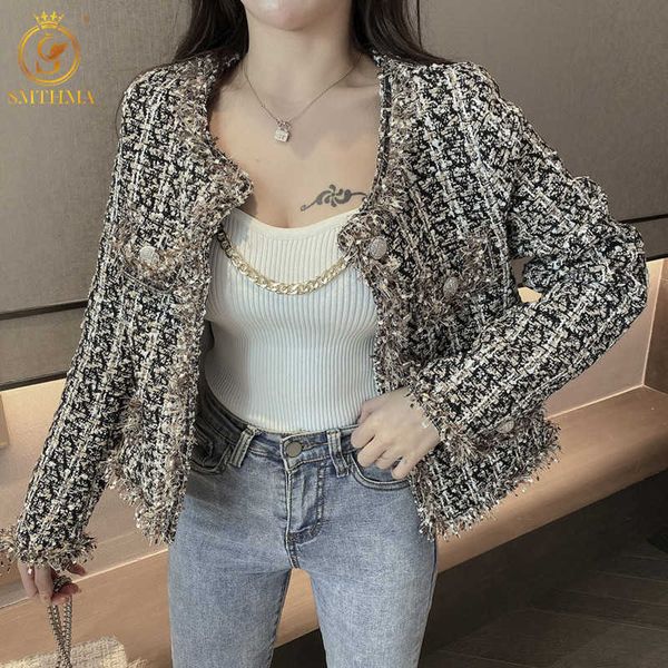 women's jackets elegant korean chic tweed women jacket long sleeve o-neck spring coat 2021 fashion single breasted femme 91gy, Black;brown
women's jackets elegant korean chic tweed women jacket long sleeve o-neck spring coat 2021 fashion single breasted femme 91gy, Black;brown