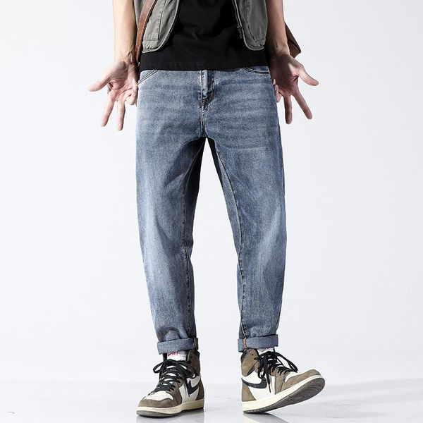men's jeans 2021 spring summer classic style loose straight stretch trend hip hop high street youth harem pants cropped, Blue
men's jeans 2021 spring summer classic style loose straight stretch trend hip hop high street youth harem pants cropped, Blue
