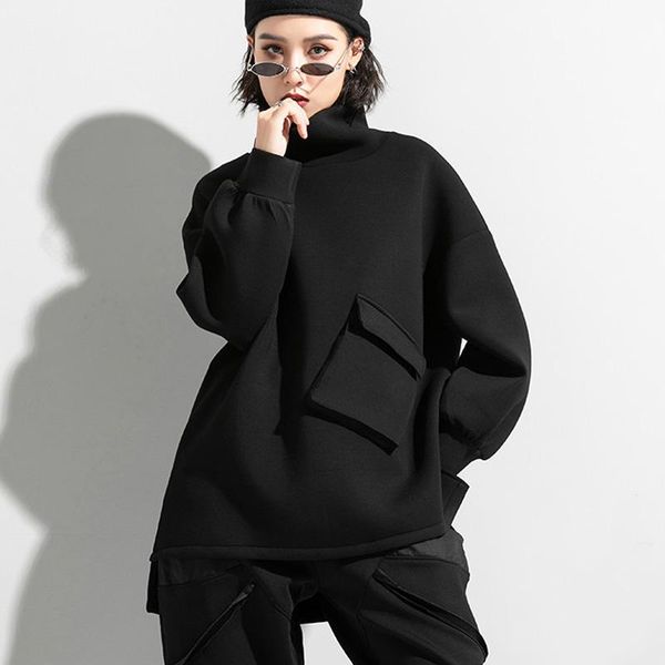 women's hoodies & sweatshirts johnature winter simple turtleneck women 2021 fashion solid color irregular loose pockets female, Black
women's hoodies & sweatshirts johnature winter simple turtleneck women 2021 fashion solid color irregular loose pockets female, Black