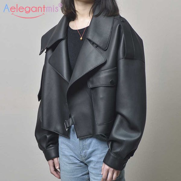 aelegantmis black short loose pu leather jacket autumn winter soft faux leather jacket street casual outwear ladies biker jacket 210909
aelegantmis black short loose pu leather jacket autumn winter soft faux leather jacket street casual outwear ladies biker jacket 210909