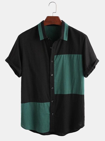 men's casual shirts large size retro patchwork short sleeve shirt summer lapel pocket loose fashion clothing 2021, White;black
men's casual shirts large size retro patchwork short sleeve shirt summer lapel pocket loose fashion clothing 2021, White;black