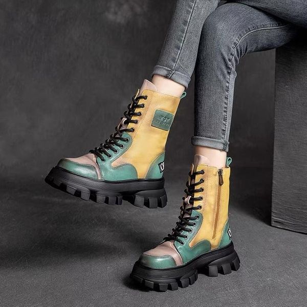 boots brand design genuine leather mixed colors shoes women 2021 autumn winter round toe retro leisure ankle, Black
boots brand design genuine leather mixed colors shoes women 2021 autumn winter round toe retro leisure ankle, Black