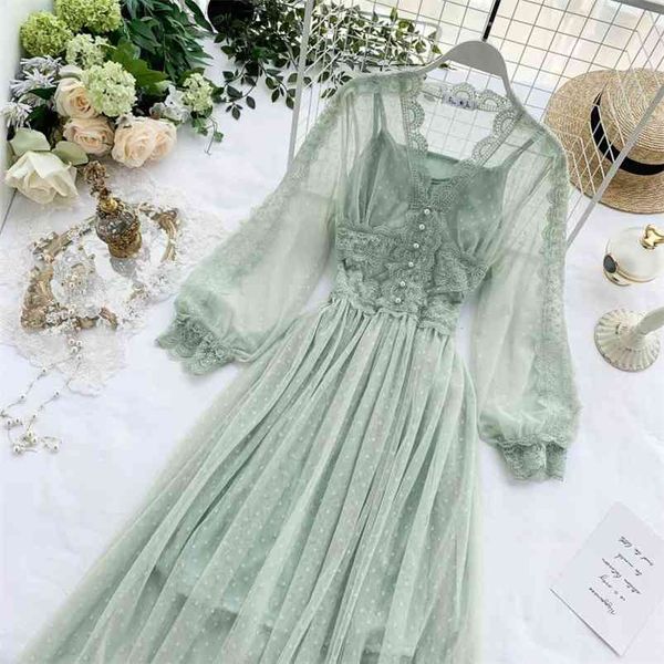 lace floral dress women v neck long sleeves midi female polka dot pearls single breasted sweet mesh dresses 210430, Black;gray
lace floral dress women v neck long sleeves midi female polka dot pearls single breasted sweet mesh dresses 210430, Black;gray