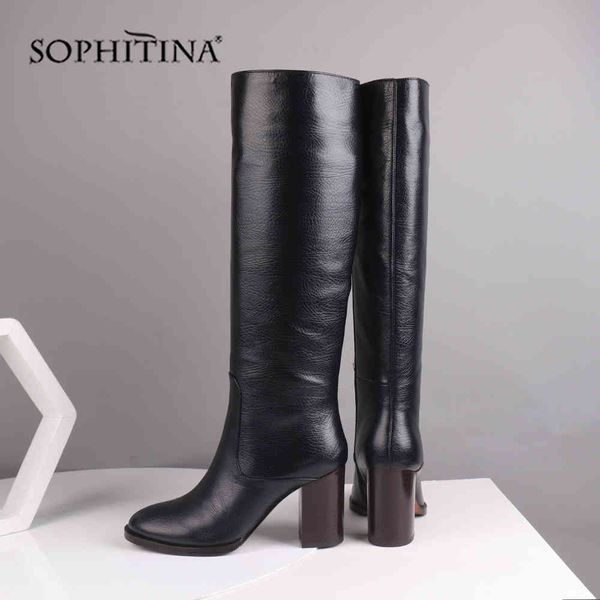 sophitina solid fashion boots comfortable warm round toe square heel genuine leather shoes knee-high women's boots sc217 210513, Black
sophitina solid fashion boots comfortable warm round toe square heel genuine leather shoes knee-high women's boots sc217 210513, Black