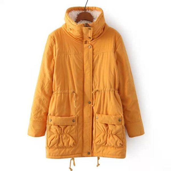 women's jackets women winter wear mid-length peach skin fleece waist thickened warm cotton coat loose large size padded jacket, Black;brown