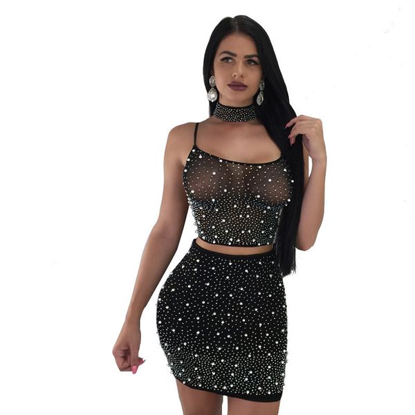 pearls beading mesh and skirt 2 piece set women see through lace up crop and skirt set party clubwear matching sets, Black;white
pearls beading mesh and skirt 2 piece set women see through lace up crop and skirt set party clubwear matching sets, Black;white
