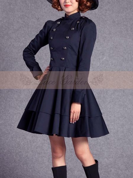 casual dresses dark blue long sleeves ruffles 18th century renaissance gothic victorian halloween ball gowns/party dress, Black;gray
casual dresses dark blue long sleeves ruffles 18th century renaissance gothic victorian halloween ball gowns/party dress, Black;gray