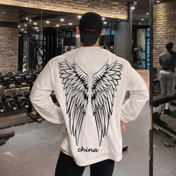 men's t-shirts sports loose shirt men fitness running long sleeve cotton t shirts elastic sportswear gyms bodybuilding training t-shirt, White;black 
men's t-shirts sports loose shirt men fitness running long sleeve cotton t shirts elastic sportswear gyms bodybuilding training t-shirt, White;black