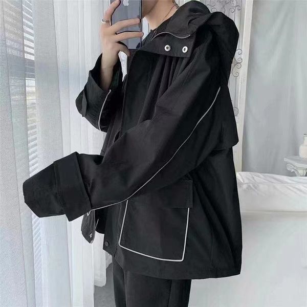 man streetwear loose black jackets mens windbreaker zipper hooded jacket male autumn korean style oversize army green coat, Black;brown
man streetwear loose black jackets mens windbreaker zipper hooded jacket male autumn korean style oversize army green coat, Black;brown