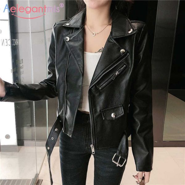 aelegantmis korean casual zipper short motorcycle pu jacket women warm chic lace up faux leather female black streetwear 210607
aelegantmis korean casual zipper short motorcycle pu jacket women warm chic lace up faux leather female black streetwear 210607