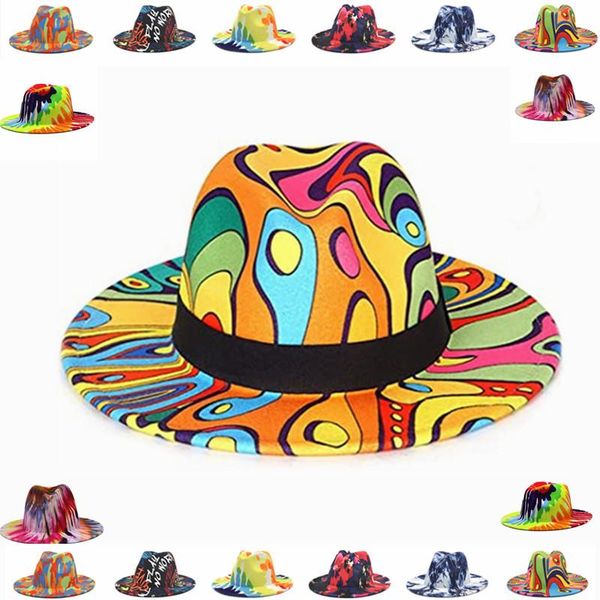wide brim hats winter colorful women fedora hat felt dress panama printed men special style with black chain wholesale, Blue;gray
wide brim hats winter colorful women fedora hat felt dress panama printed men special style with black chain wholesale, Blue;gray