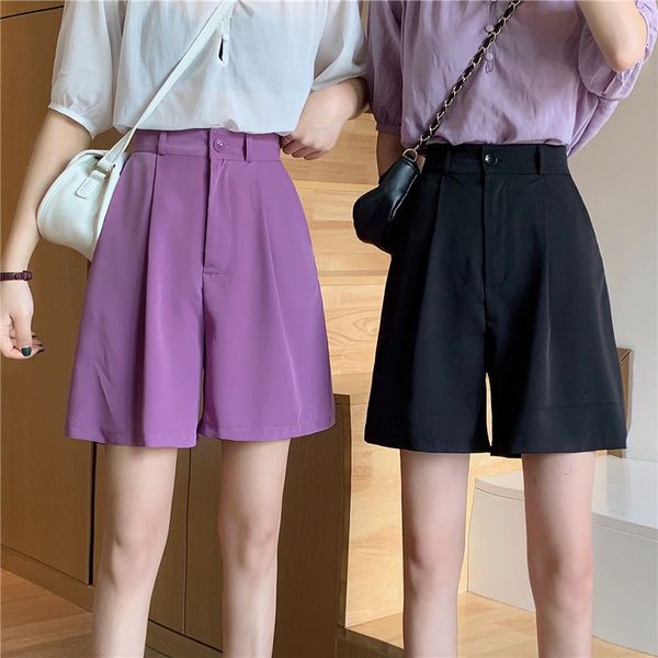 women's shorts 2020 summer new high waist 5-point suit purple casual loose slim straight pants, White;black
women's shorts 2020 summer new high waist 5-point suit purple casual loose slim straight pants, White;black