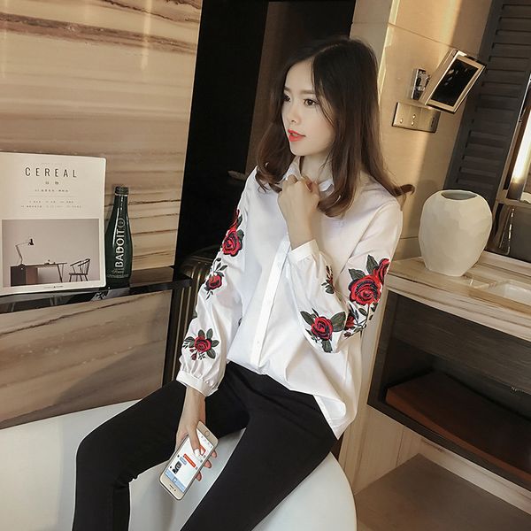 women's blouses & shirts korean fashion embroidery shirt striped plus size loose casual blouse women full sleeve turn-down collar summ, White
women's blouses & shirts korean fashion embroidery shirt striped plus size loose casual blouse women full sleeve turn-down collar summ, White