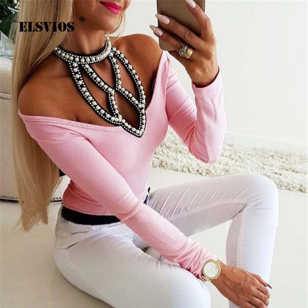 fashion hollow out beading halter blouse off shoulder v neck slim elegant women solid color long sleeve autumn blouses women's & s, White
fashion hollow out beading halter blouse off shoulder v neck slim elegant women solid color long sleeve autumn blouses women's & s, White