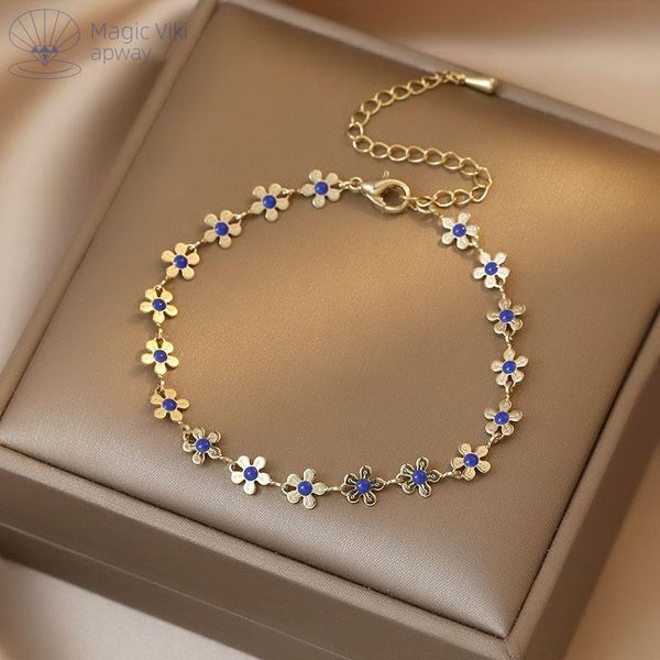 link, chain magicviki product bracelet ins niche design flower super fairy temperament girl net red, Black
link, chain magicviki product bracelet ins niche design flower super fairy temperament girl net red, Black