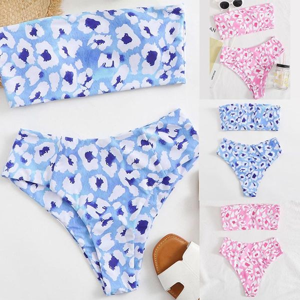 women's swimwear leopard print high waist bikini 2-piece small fresh split swimsuit, White;black
women's swimwear leopard print high waist bikini 2-piece small fresh split swimsuit, White;black