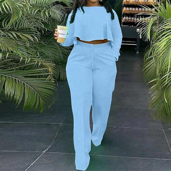 women's two piece pants women solid irregular pieces sets o-neck long sleeve ruffle hem shirts empire full-length wide leg fashion fema, White
women's two piece pants women solid irregular pieces sets o-neck long sleeve ruffle hem shirts empire full-length wide leg fashion fema, White