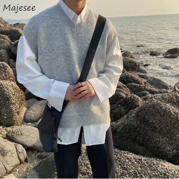 sweater vest men solid shrug casual loose all-match fashion v-neck male autumn hong-kong style simple ulzzang streetwear daily men's ve, Black;white
sweater vest men solid shrug casual loose all-match fashion v-neck male autumn hong-kong style simple ulzzang streetwear daily men's ve, Black;white
