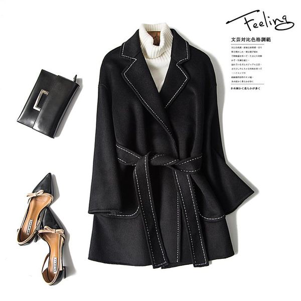 autumn winter women woolen coat female fashion korean style causal slim solid elegant office blends abrigo mujer q326 women's wool &, Black
autumn winter women woolen coat female fashion korean style causal slim solid elegant office blends abrigo mujer q326 women's wool &, Black