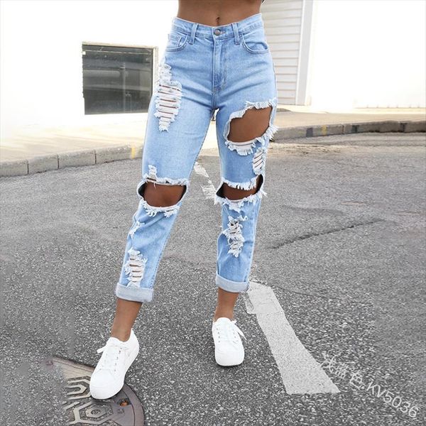 wepbel fashion trousers denim womens jean pants ripped high waist pocket bleached holes, Blue
wepbel fashion trousers denim womens jean pants ripped high waist pocket bleached holes, Blue