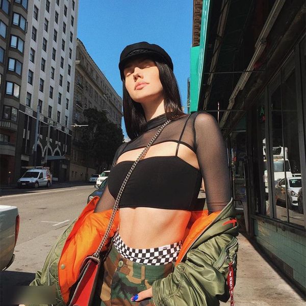 women's t-shirt kayotuas women fishnet mesh see-through clubwear black slim hollow casual ladies short streetwear, White
women's t-shirt kayotuas women fishnet mesh see-through clubwear black slim hollow casual ladies short streetwear, White
