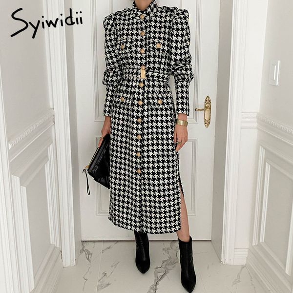syiwidii tweed houndstooth dress women plaid office ladies elegant button turtleneck spring white long sleeve a-line split 210417, Black;gray
syiwidii tweed houndstooth dress women plaid office ladies elegant button turtleneck spring white long sleeve a-line split 210417, Black;gray
